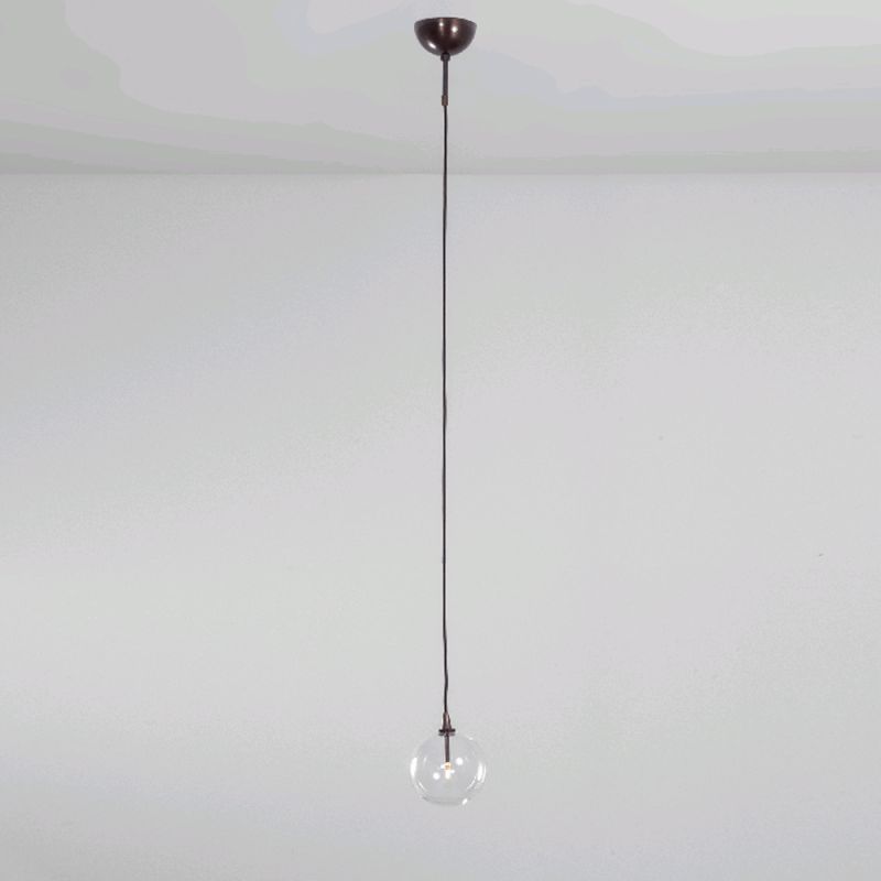 Black gunmetal industrial ceiling pendant light with clear glass globe lampshade