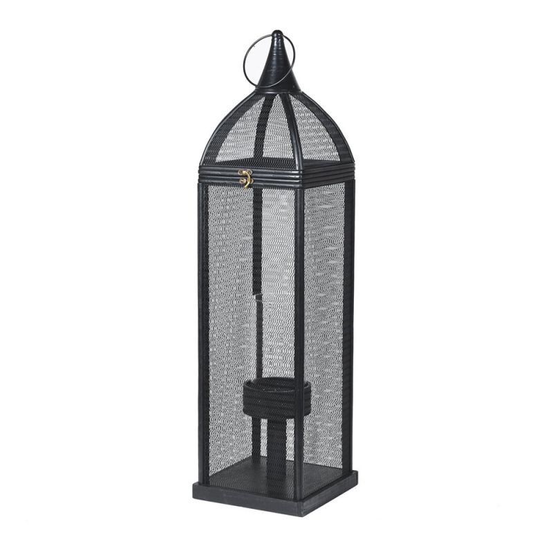black woven lantern made from fir wood and bamboo