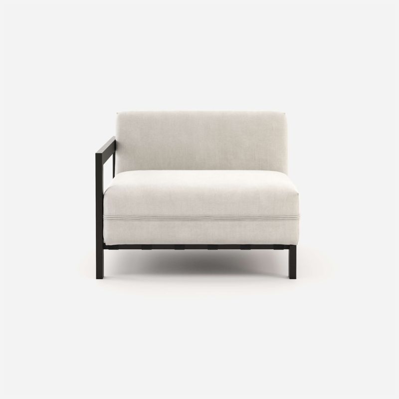 White, modular, left armrest seating with dark frame