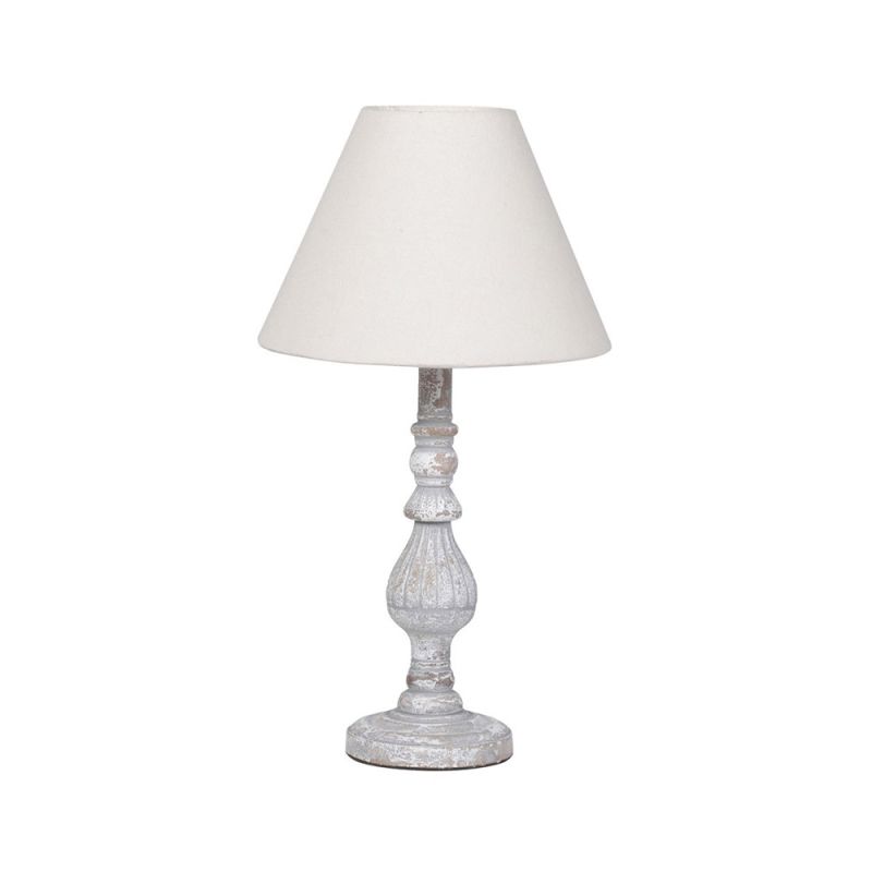 Elegant white washed table lamp with curvaceous base