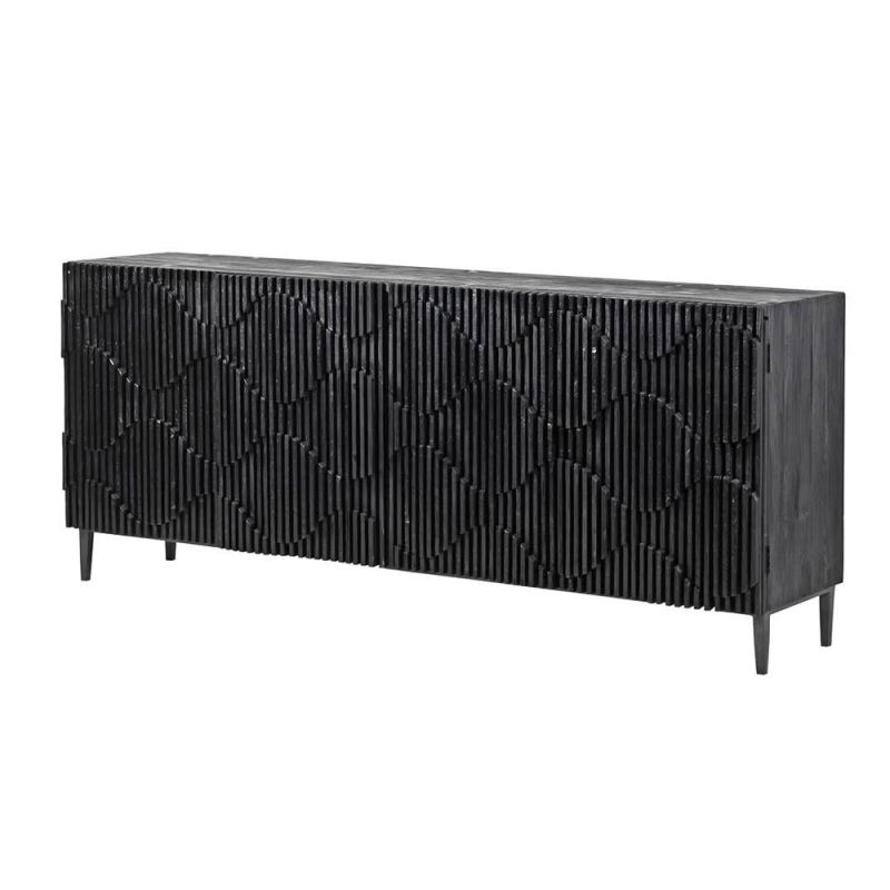 brutalist-inspired sideboard in black wood finish 