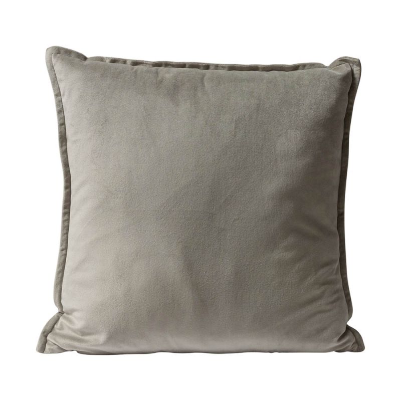Neutral velvet cushion with piping edge