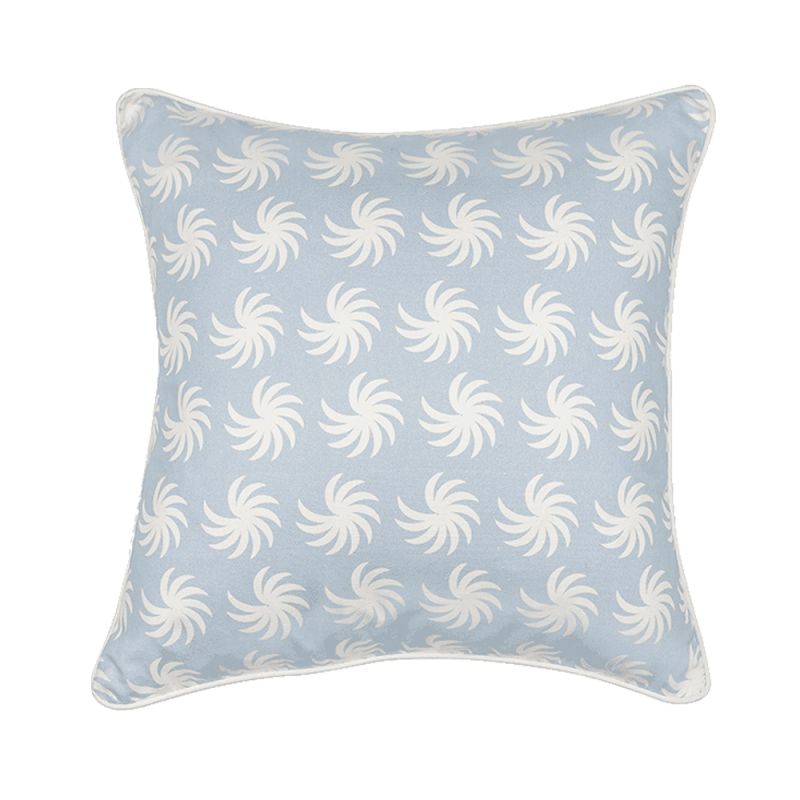 An elegant light blue and white luxury cushion