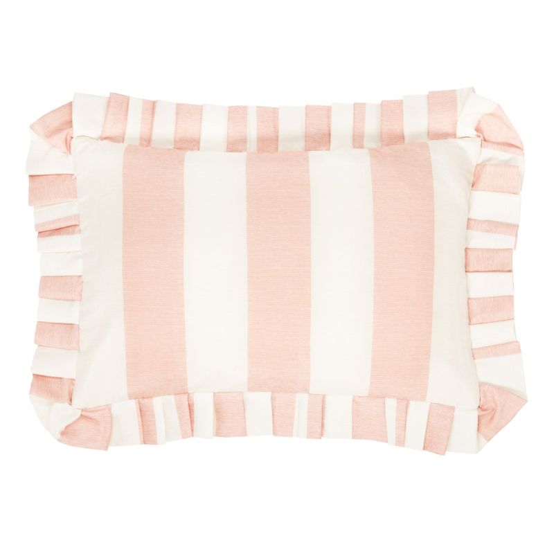 pink striped silk cushion with lovely frilled border