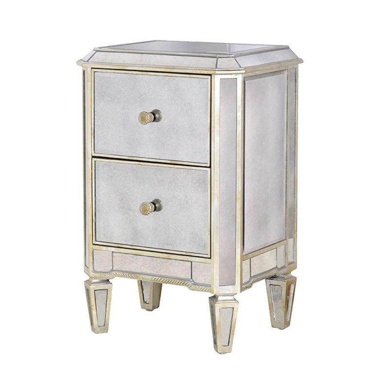 Cherbourg Antique Glass 2 Drawer Bedside