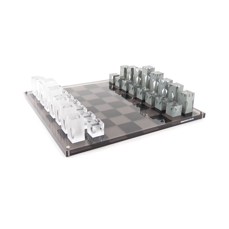 Acrylic chess set in grey and black 