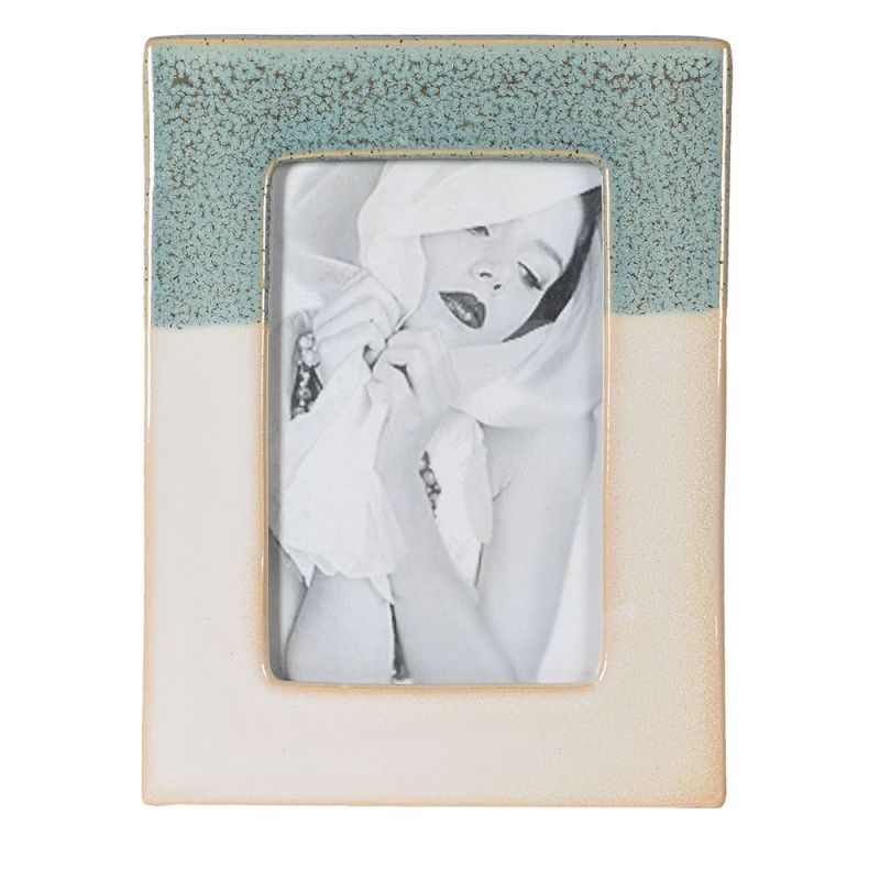 Speckled green and beige rectangular picture frame