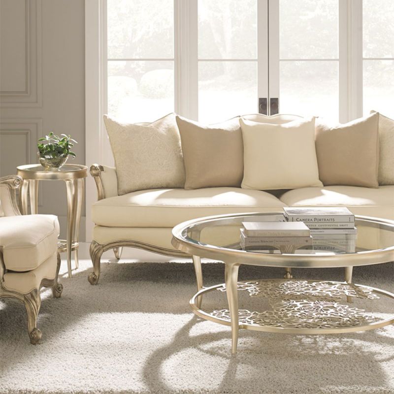 Glamorous, coffee table with delicate floral motif 