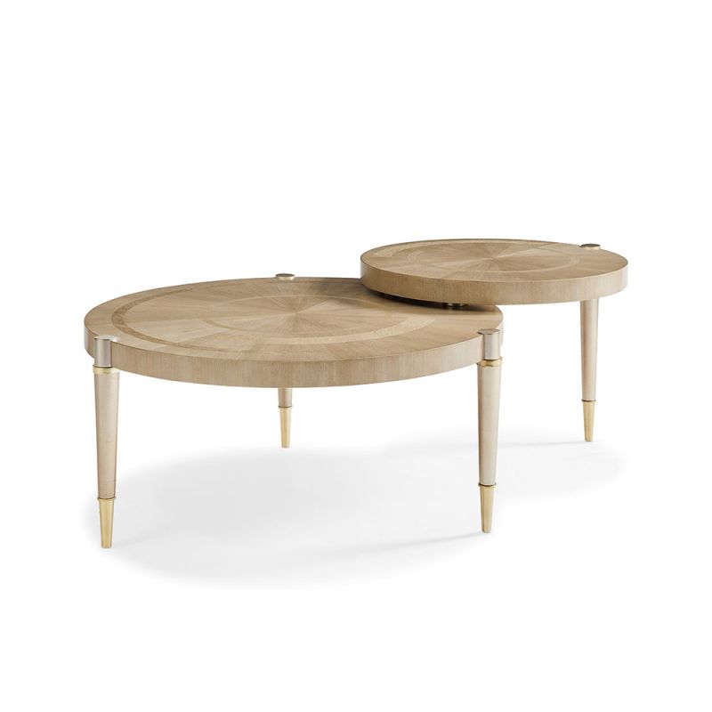 Stunning brown overlapping round coffee tables with gold details