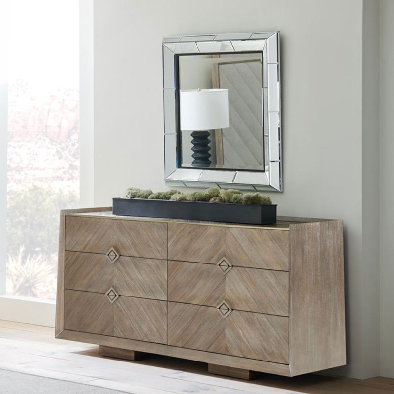 Striking wall mirror with bevelled mirror glass frame 