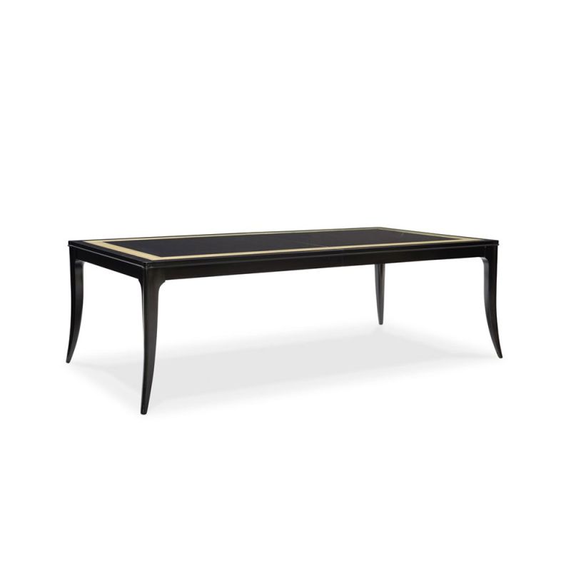 Exquisite extendable dining table with gold boarder on surface