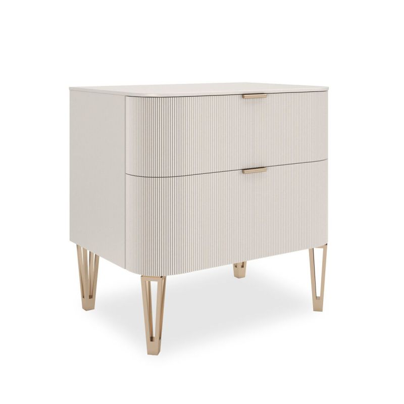 Odette 2 Drawer Bedside Table - Matte Pearl - Small