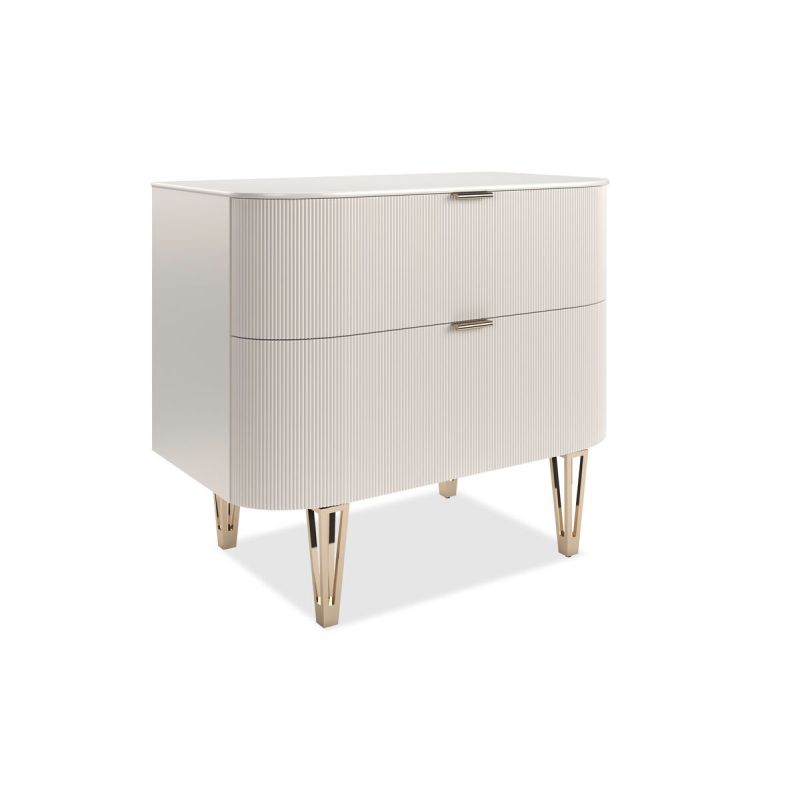 Odette Bedside Table - Matte Pearl