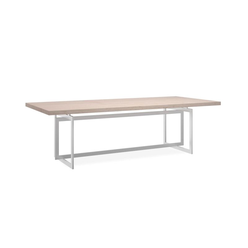 Experience elegance with the Brentel Dining Table by Caracole, featuring a stunning chrome base and luxurious travertine top. Perfect for modern dining!