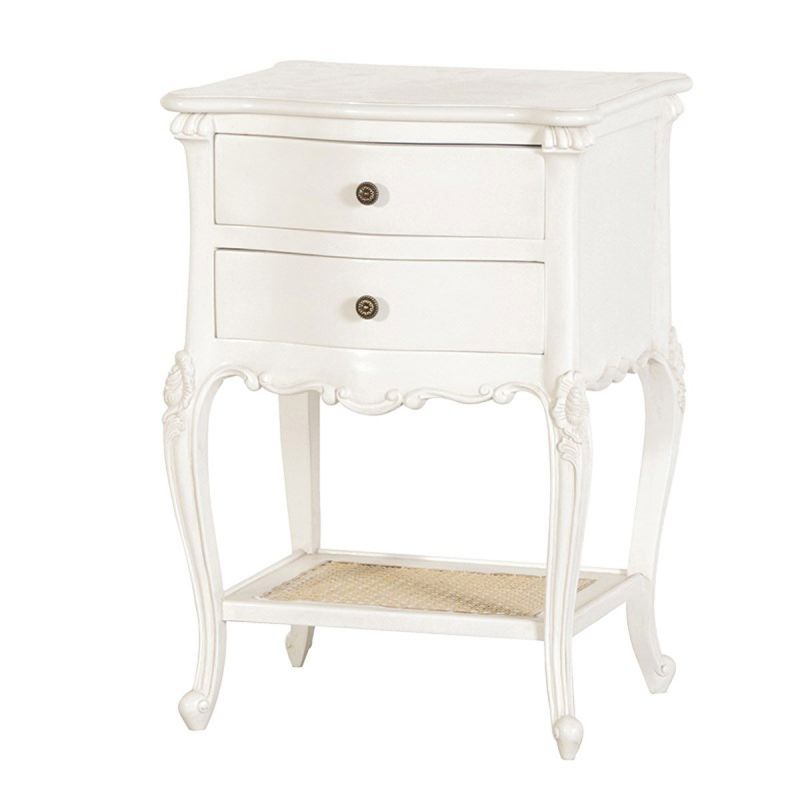 Classical White 2 Drawer Bedside with Shelf