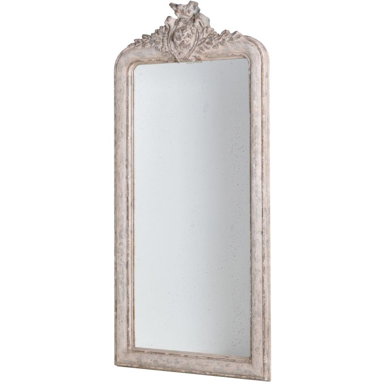 Classic french tall chic distressed crest mirror