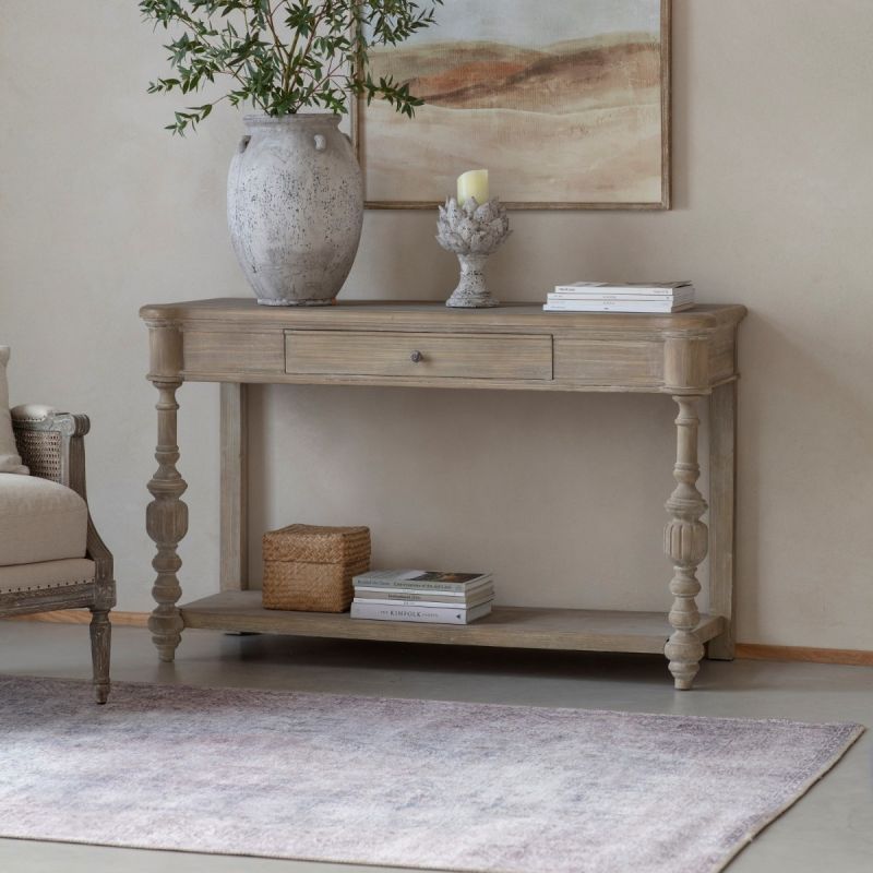 Traditional style wooden console table with drawer