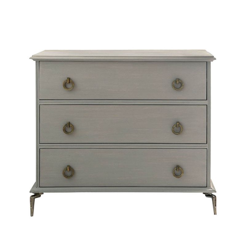 Grey chest with 3 drawers and ring pull handles