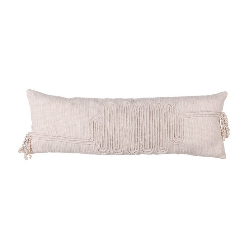 delicate and long cotton cushion with intricate wavelength texture