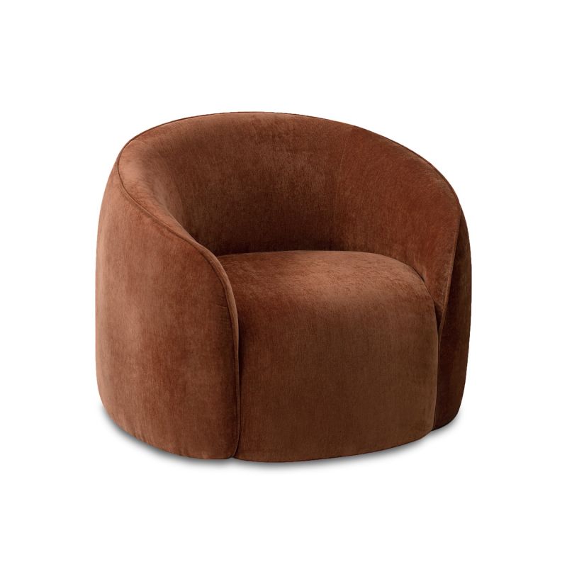Rust coloured sumptuous round armchair