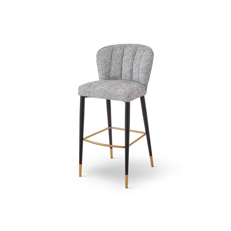 Elegant bar stool with a ribbed style marled grey seat
