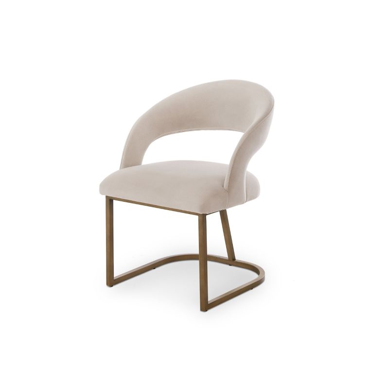 Sleek dining chair with bronze finish base and luxuriously sumptuous seat