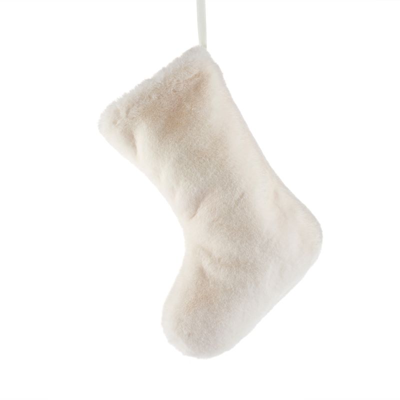 Luxurious cream faux fur Christmas stocking boot