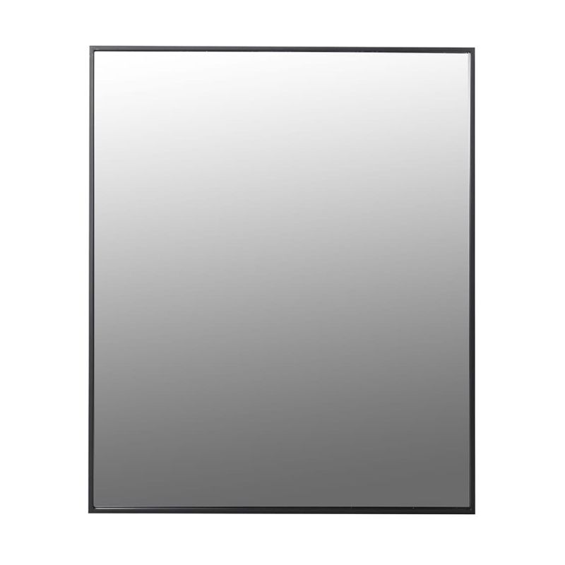 Black framed rectangular wall mirror