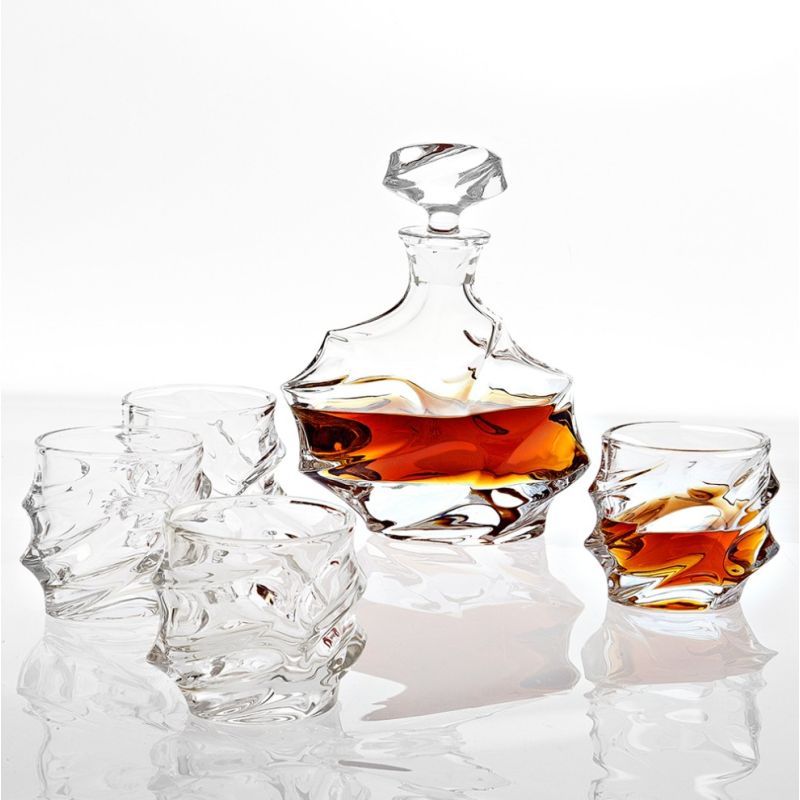 Luxury set of 5 glass decanter set