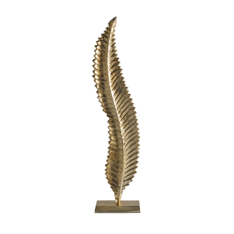Luxurious tall curved golden leaf sculpture