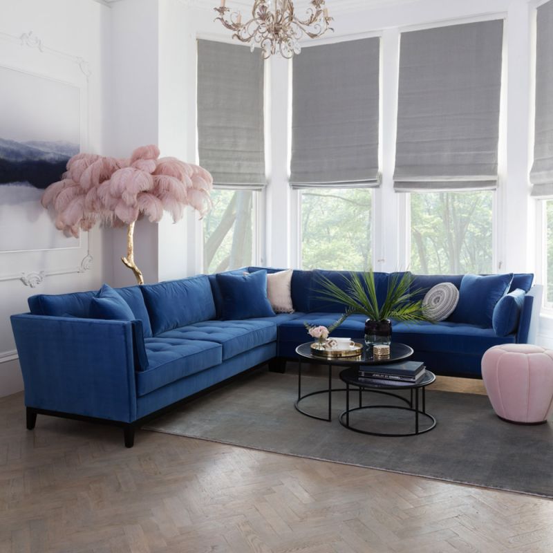 Gorgeous custom blue corner sofa on legs