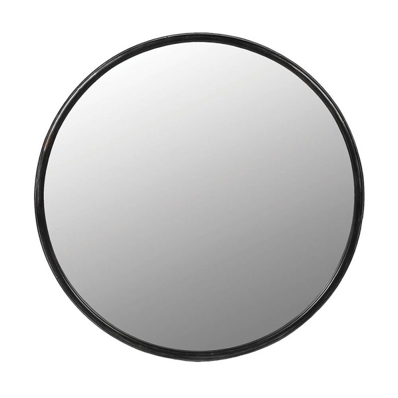 Elegant round wall mirror with black frame
