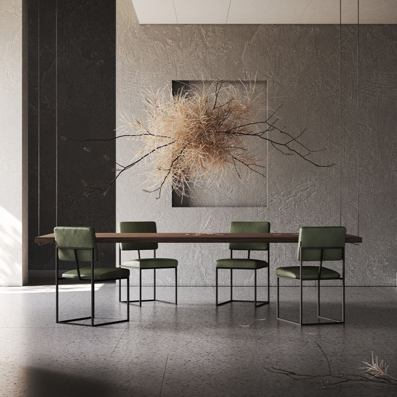 Modern, sophisticated dining chair with an angular design