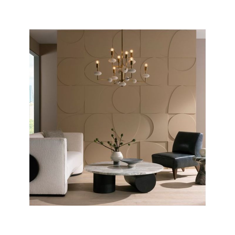 Brass chandelier with ivory ricestone elements