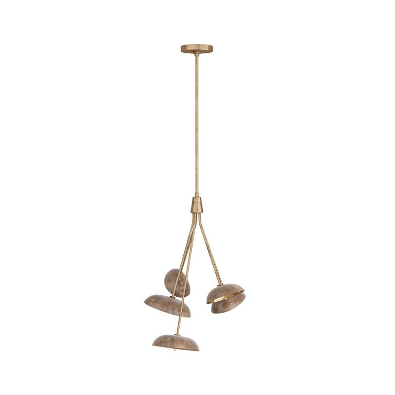 Industrial style antique brass ceiling light with disc-shaped shades