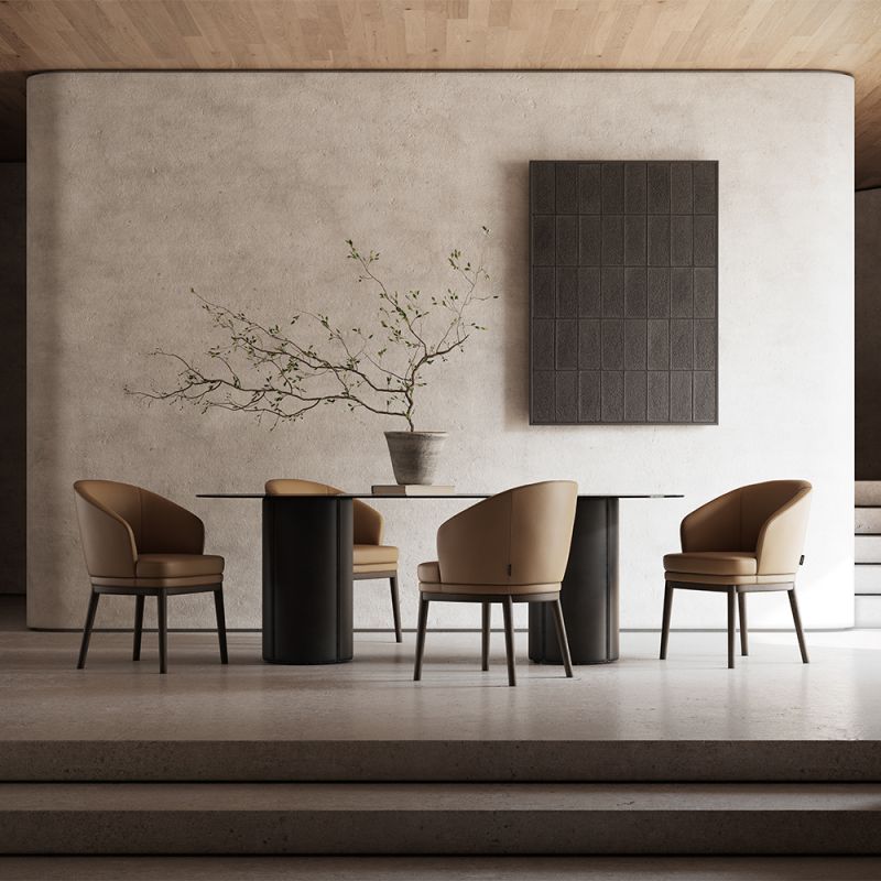 A luxury dining chair by Domkapa with a sophisticated upholstery