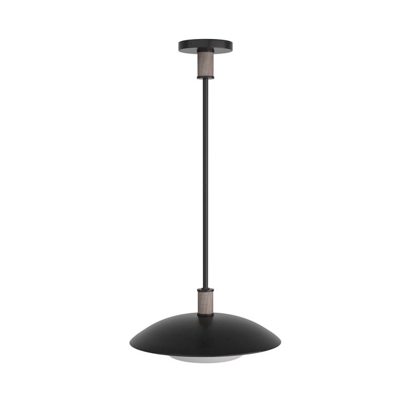 Black metal pendant light with saucer shade