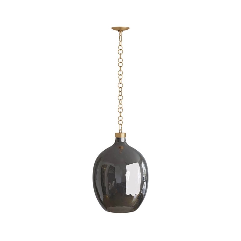 Black glass pendant light with brass chain