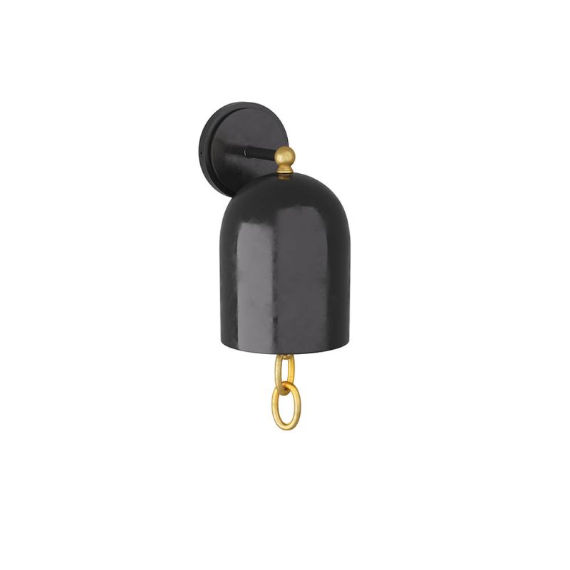 Black bell-shaped sconce with jewellery-inspired accent