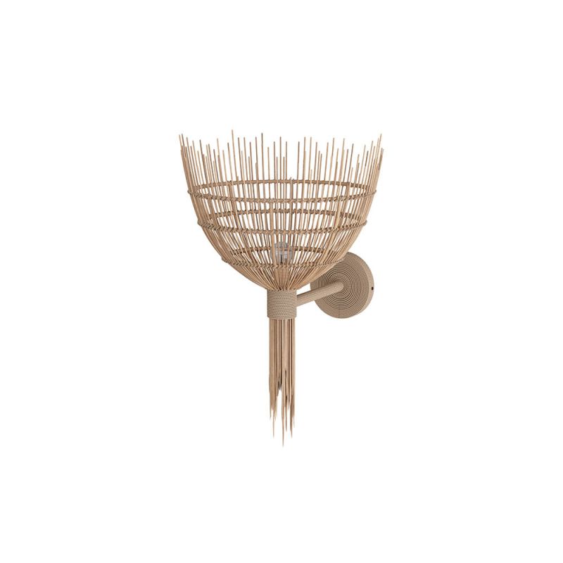 Balearic style upturned rattan reed wall light