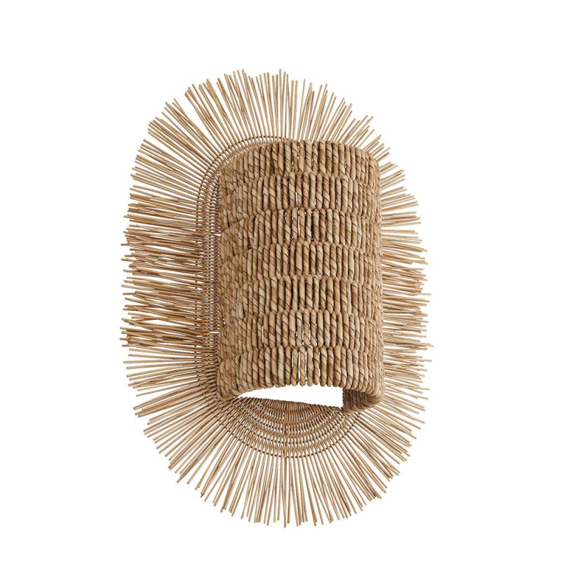Rattan burst style wall sconce