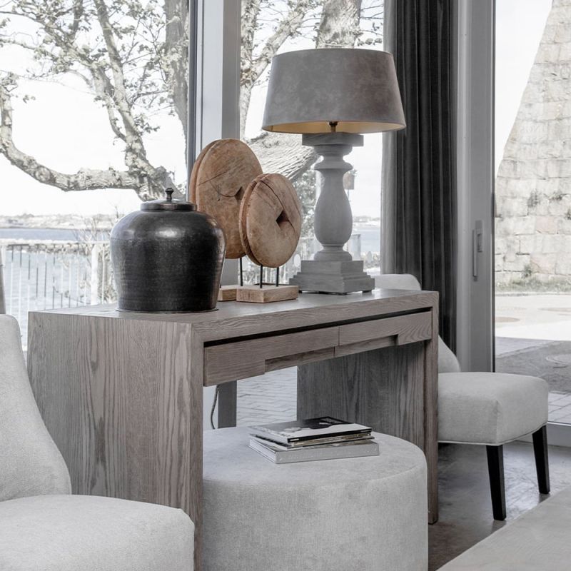 Modern desk in robust minimal design in antique grey