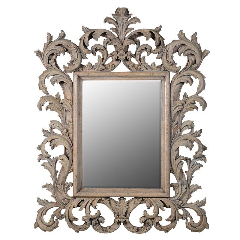 French-style, carved wood decorative mirror