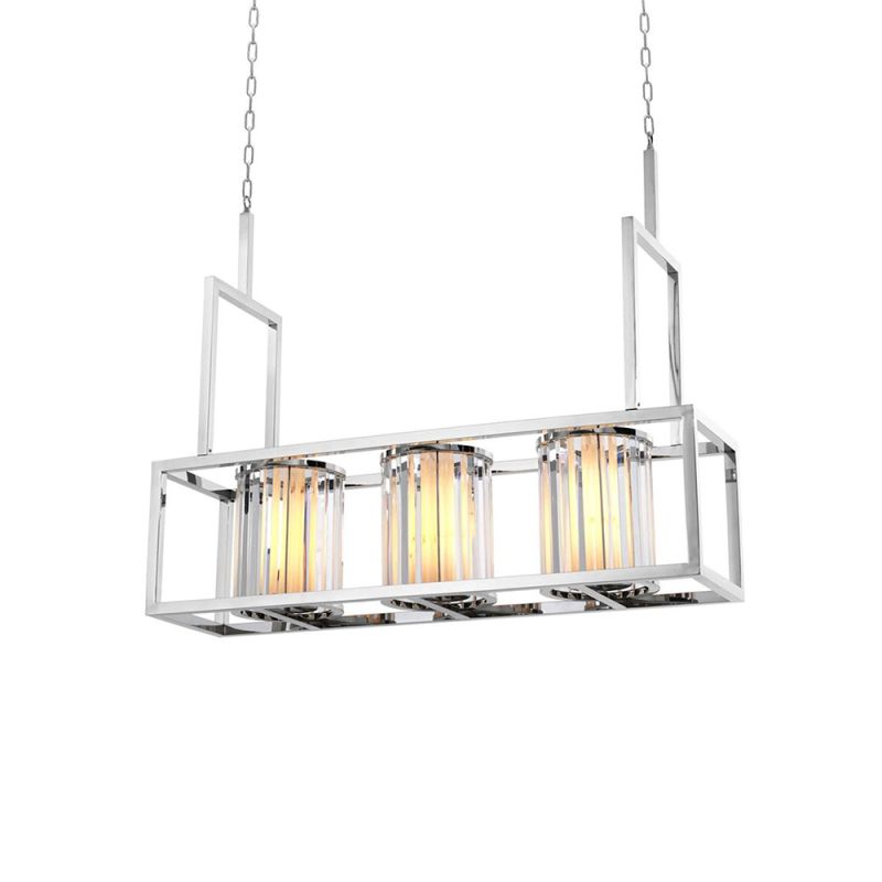 A luxury vintage style ceiling light with a nickel finish 