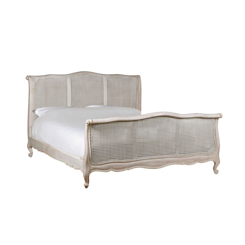 superking whitewash rattan bed 