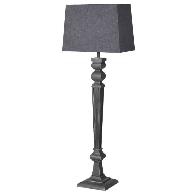 Extra tall dark grey table lamp with grey shade