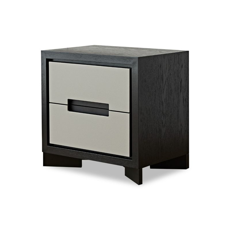 A luxury two drawer bedside table by Liang & Eimil with a grey and wenge finish