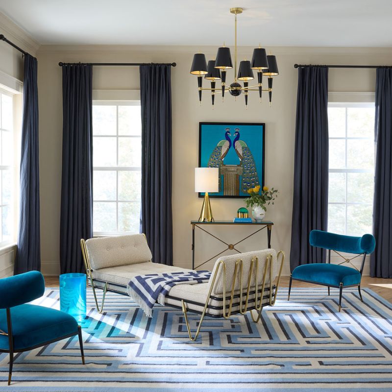 A modern, deconstructed Greek Key pattern in a cool, airy palette, providing a graphic, dimensional backdrop for any room.