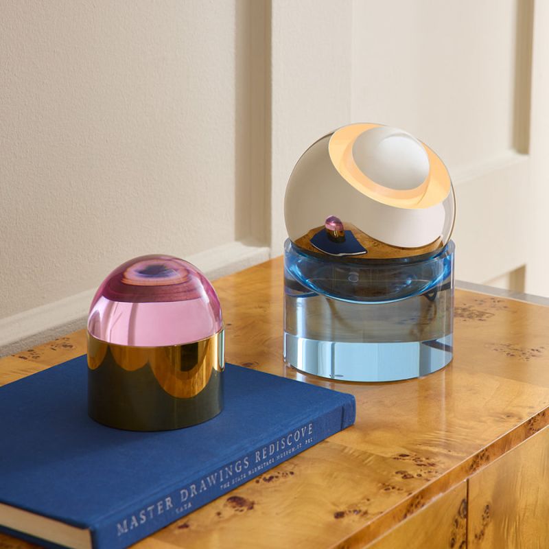 The Orbit Spotlight has a chunky acrylic base and polished nickel orb, providing stylish lighting for artwork or any corner.