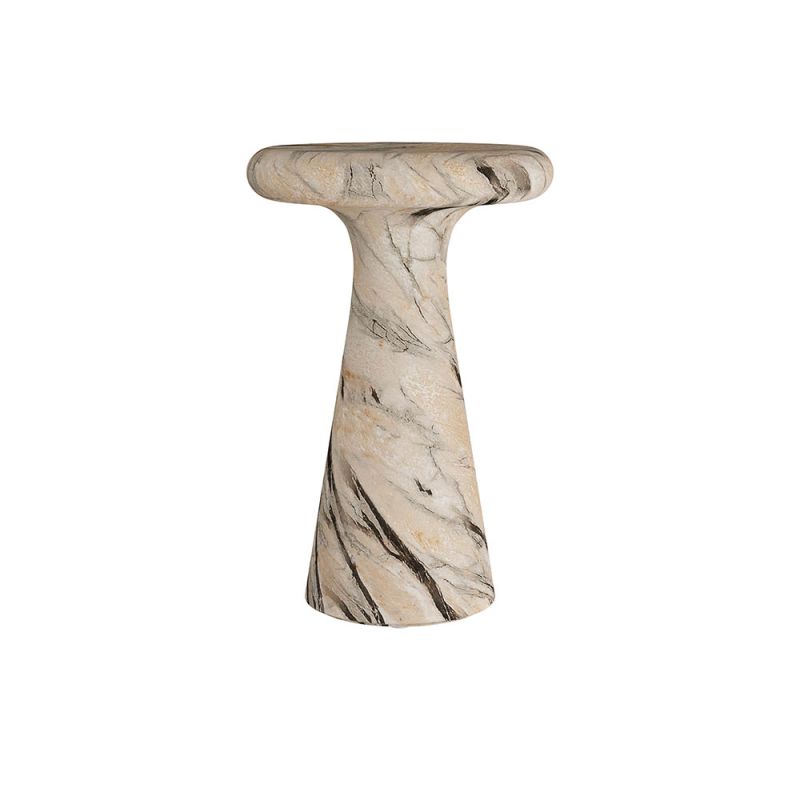 Beige marble affect stone table with round top